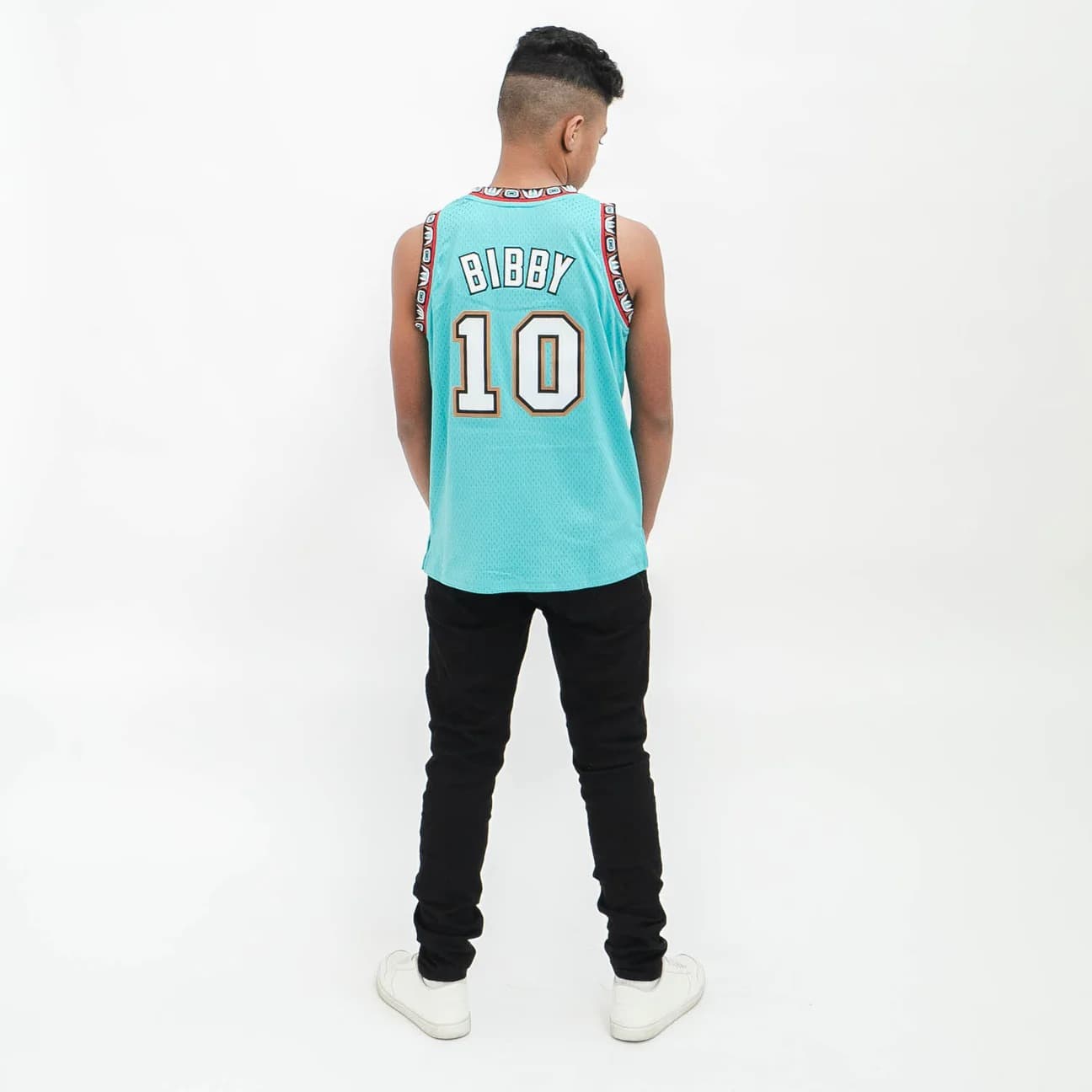 1998-99-Vancouver-Grizzlies-Mike-Bibby-10-Youth-Swingman-Hardwood-Classics-Teal-Jersey-11