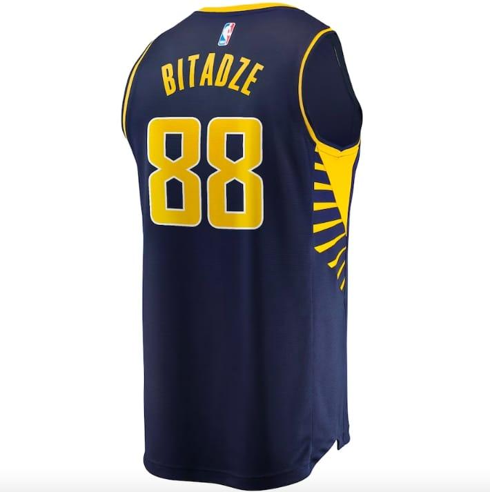 Баскетбольная джерси 2021-22 Indiana Pacers  #88 Goga Bitadze Fast Break Icon Navy Jersey