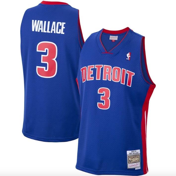 Баскетбольная джерси 2003-04 Detroit Pistons #3 Ben Wallace Mitchell & Ness Swingman Blue Jersey