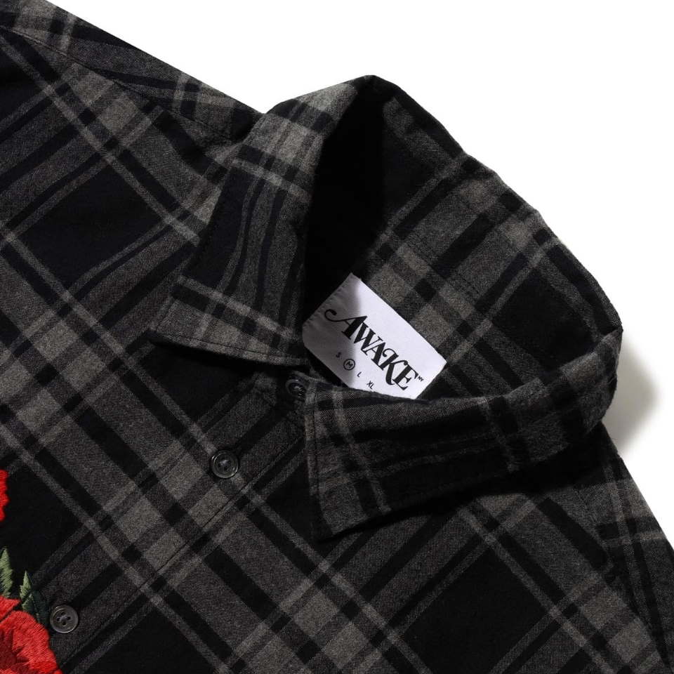 Рубашка Awake Embroidered Rose Flannel Shirt Yellow