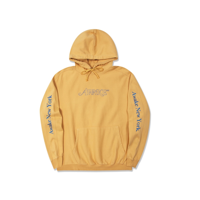 Awake-Classic-Outline-Logo-Paneled-Embroidered-Hoodie-Mustard