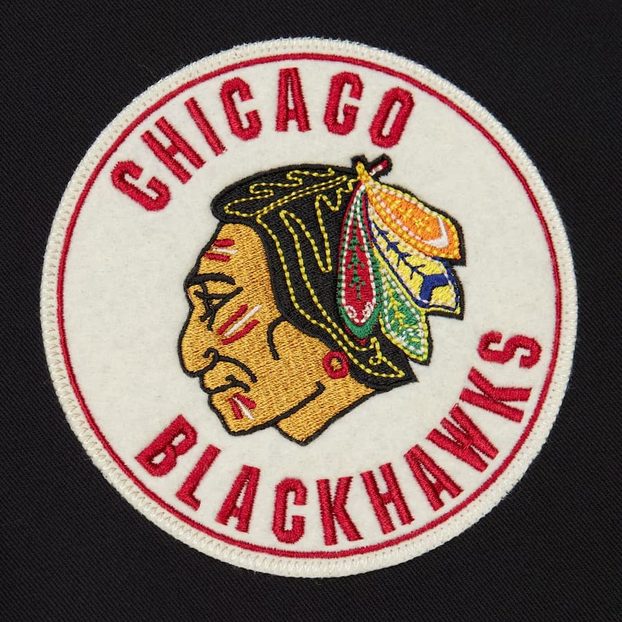 Куртка на молнии Mitchell & Ness Black Chicago Blackhawks Vintage Logo Replay Cotton Twill Full-Zip Jacket