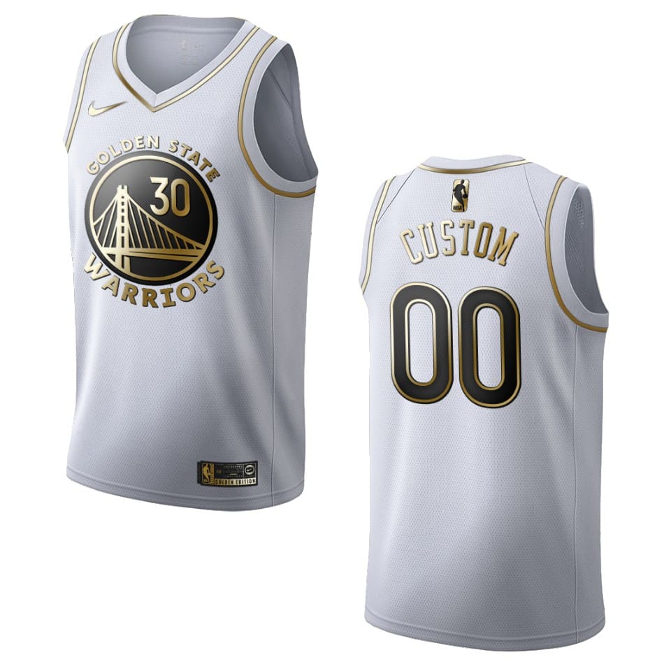 Баскетбольная джерси 2020 Warriors #00 Custom Golden Edition White Swingman Jersey