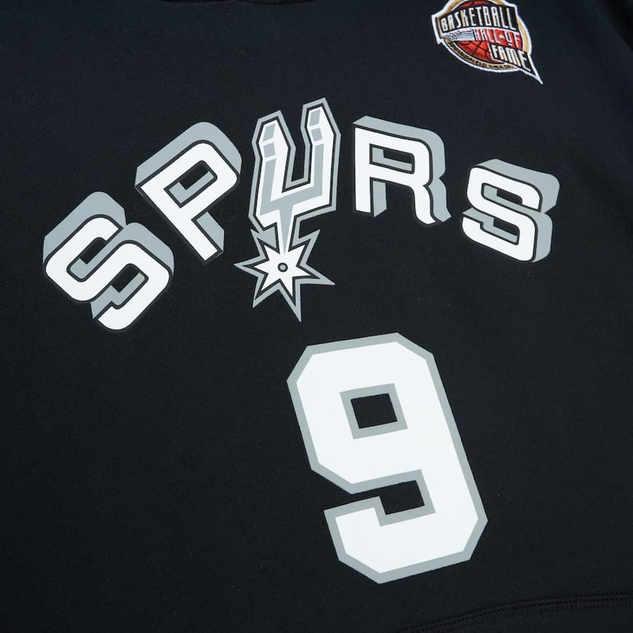 Худи Mitchell & Ness Tony Parker Black San Antonio Spurs 2023 Naismith Basketball Hall Of Fame Name & Number Pullover Hoodie