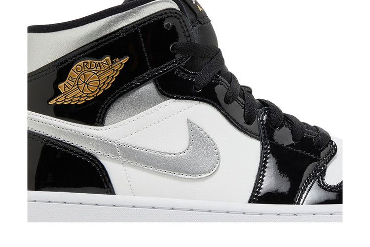 Кроссовки Air Jordan 1 Mid SE 'Black White Metallic Silver'