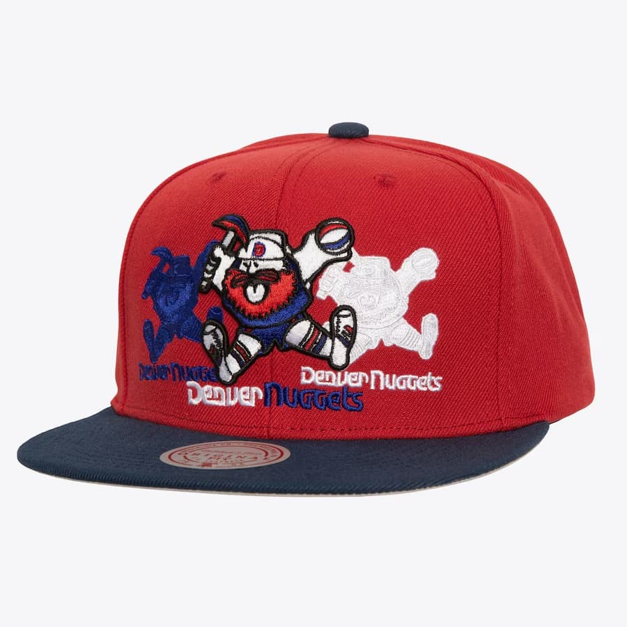 Бейсболка Mitchell & Ness Red Denver Nuggets Hardwood Classics Triple Up Snapback Hat