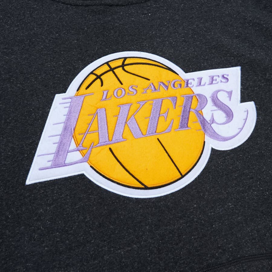 Худи Mitchell & Ness Black Los Angeles Lakers Snow Washed Fleece Pullover Hoodie