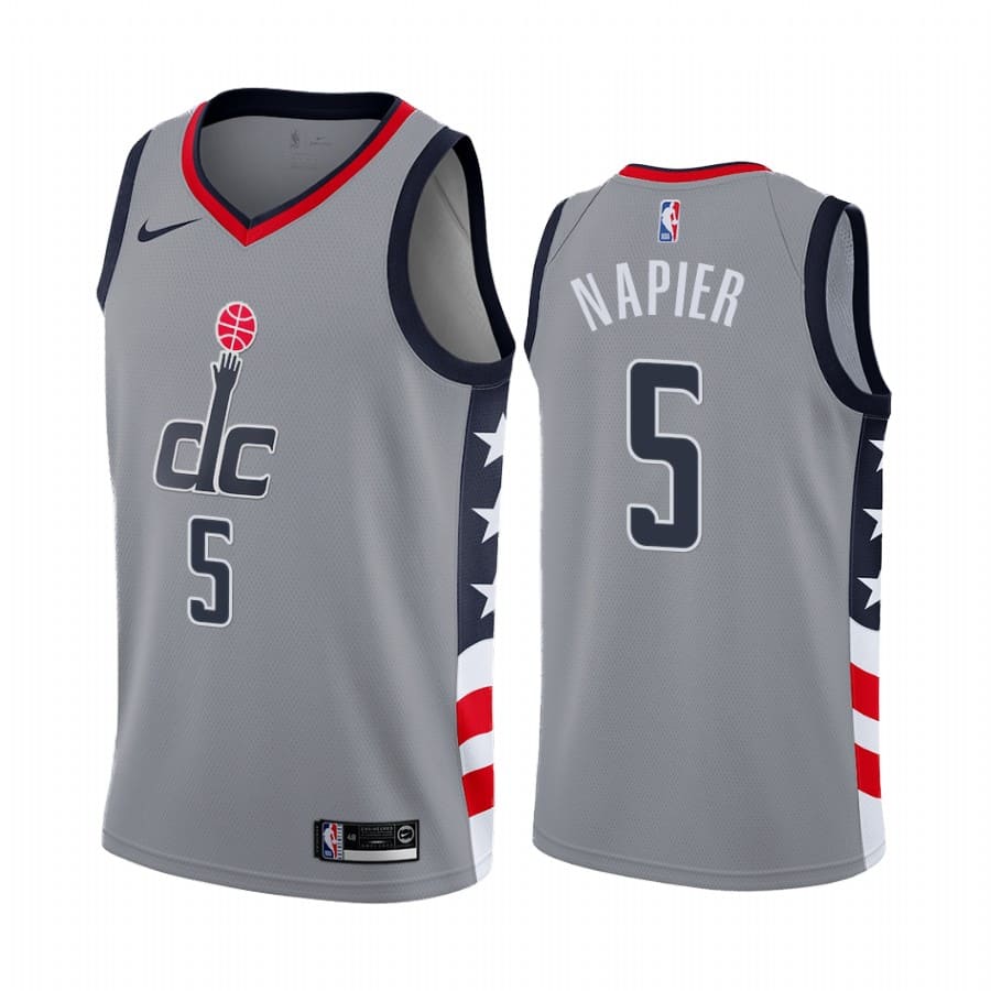 Баскетбольная джерси 2020-21 Washington Wizards #5 Shabazz Napier City Edition Gray Swingman Jersey