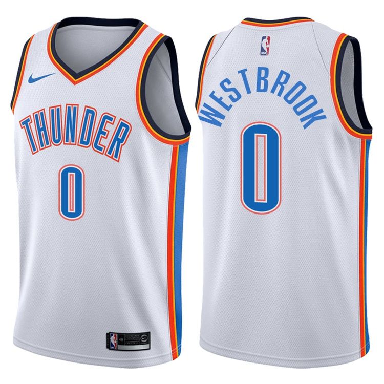 Баскетбольная джерси 2017-18 Russell Westbrook Oklahoma City Thunder #0 Association White