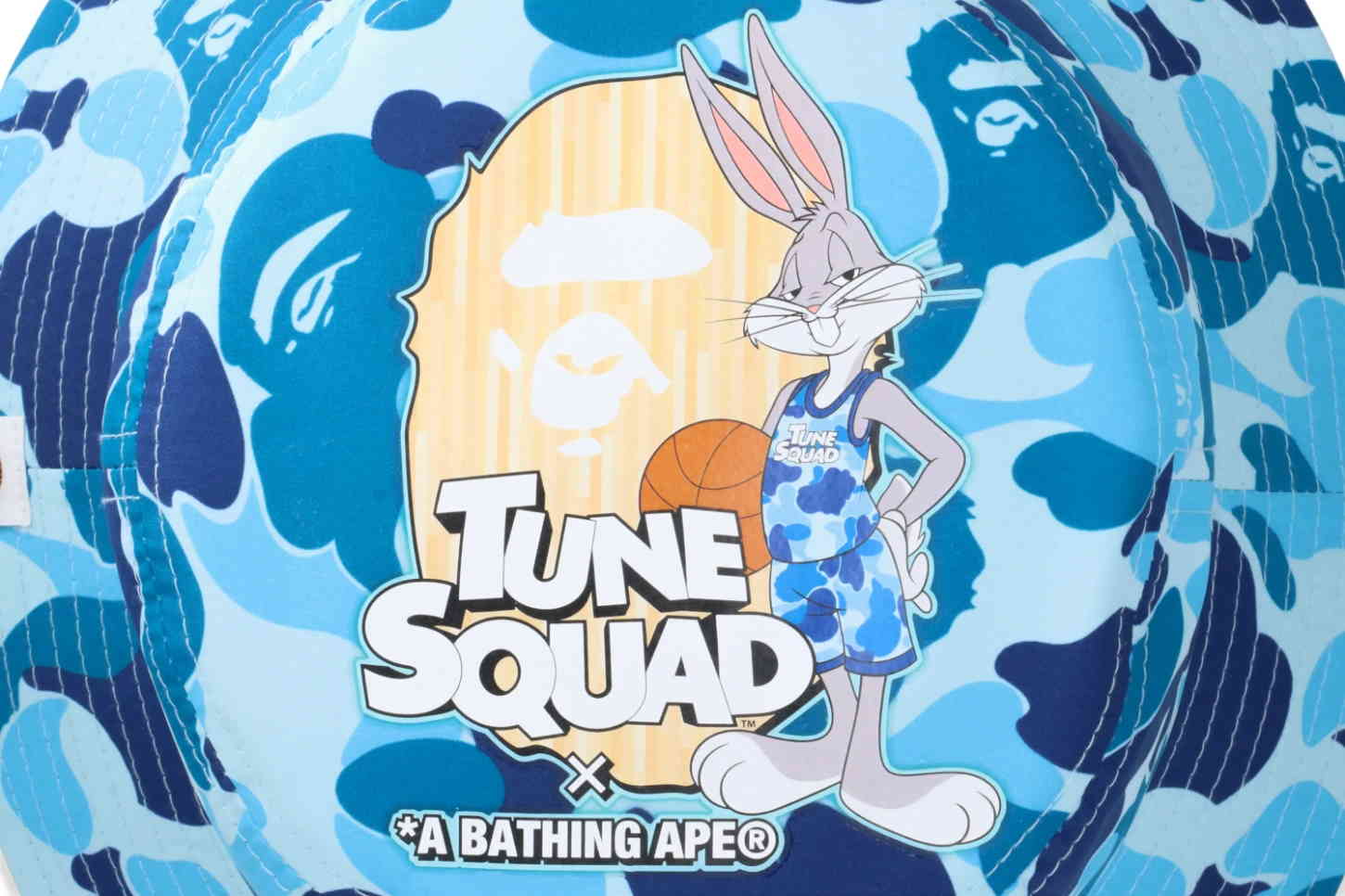 Панама BAPE x Space Jam ABC Camo Bucket Hat Blue