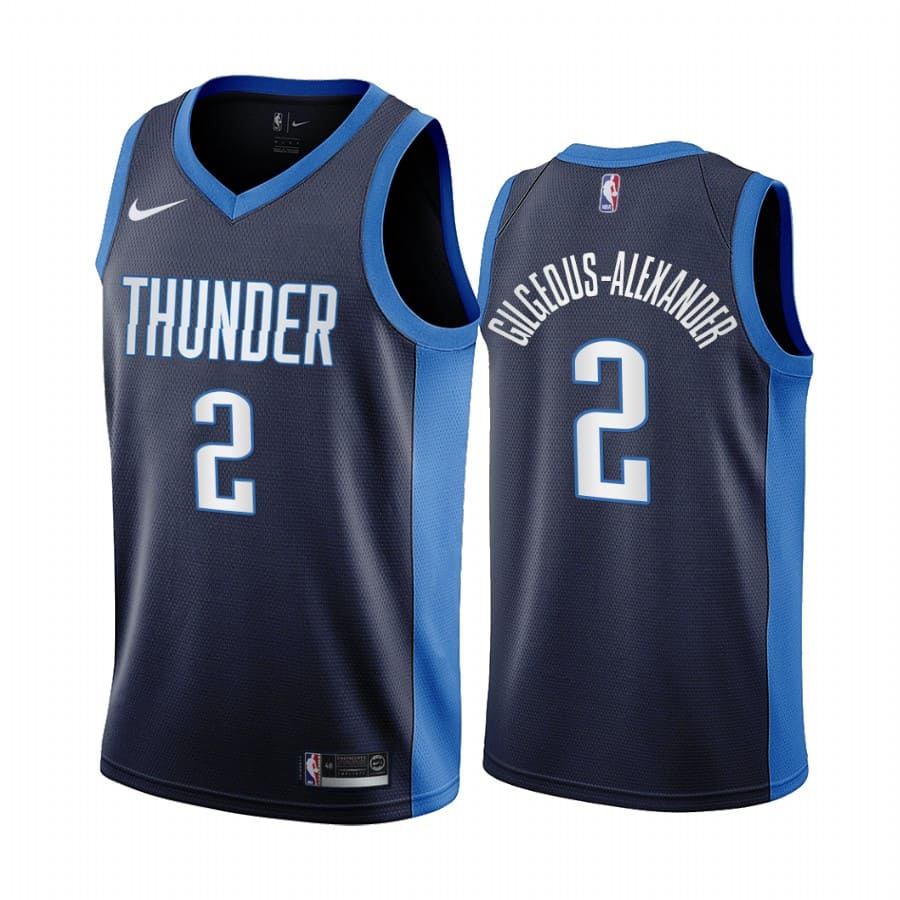 Баскетбольная джерси 2020-21 Oklahoma City Thunder #2 Shai Gilgeous-Alexander Earned Edition Navy Swingman Jersey