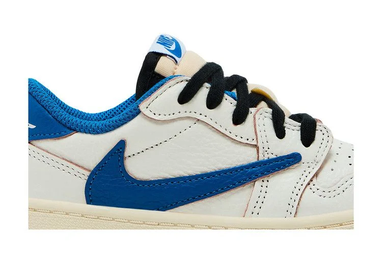 Кроссовки Fragment Design x Travis Scott x Air Jordan 1 Retro Low OG SP TD 'Sail Military Blue'