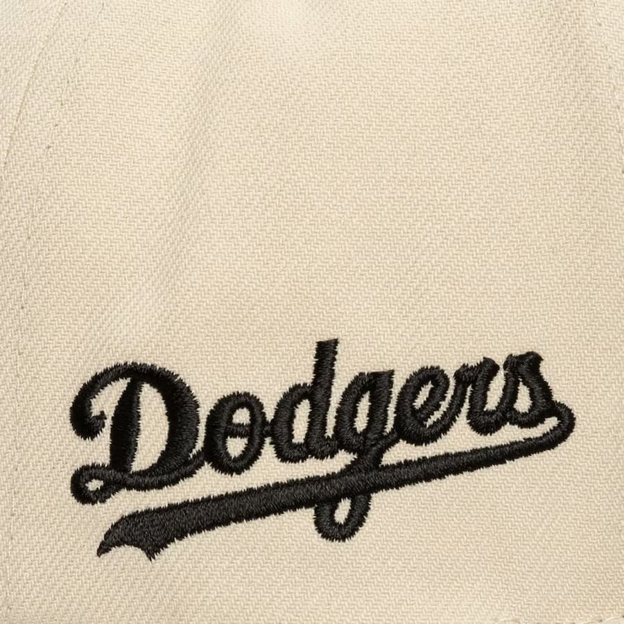 Бейсболка Mitchell & Ness Cream Black Los Angeles Dodgers Logo Snapback Hat