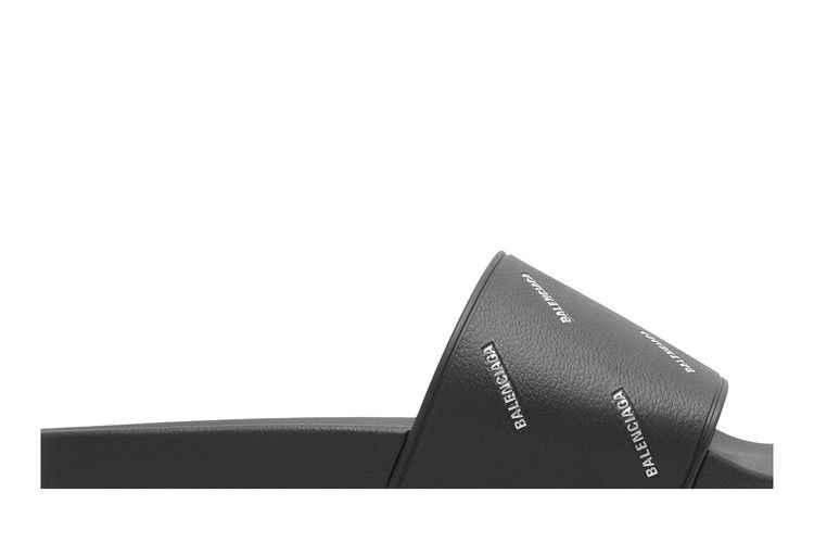 Кроссовки Balenciaga Pool Slides 'Repeat Logo - Black Silver'