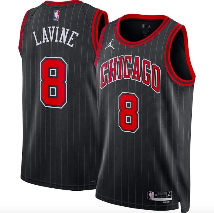 Баскетбольная джерси 2022-23 Chicago Bulls #8 Zach LaVine Statement Black Jersey