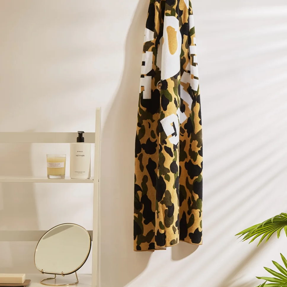 BAPE-1st-Camo-College-Logo-Beach-Towel-Yellow-4