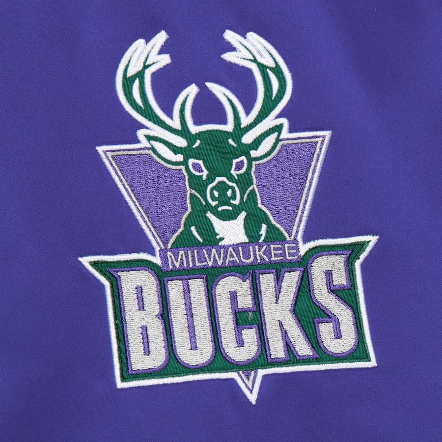 Бомбер Mitchell & Ness Purple Milwaukee Bucks Primetime Vintage Satin Full-Snap Jacket
