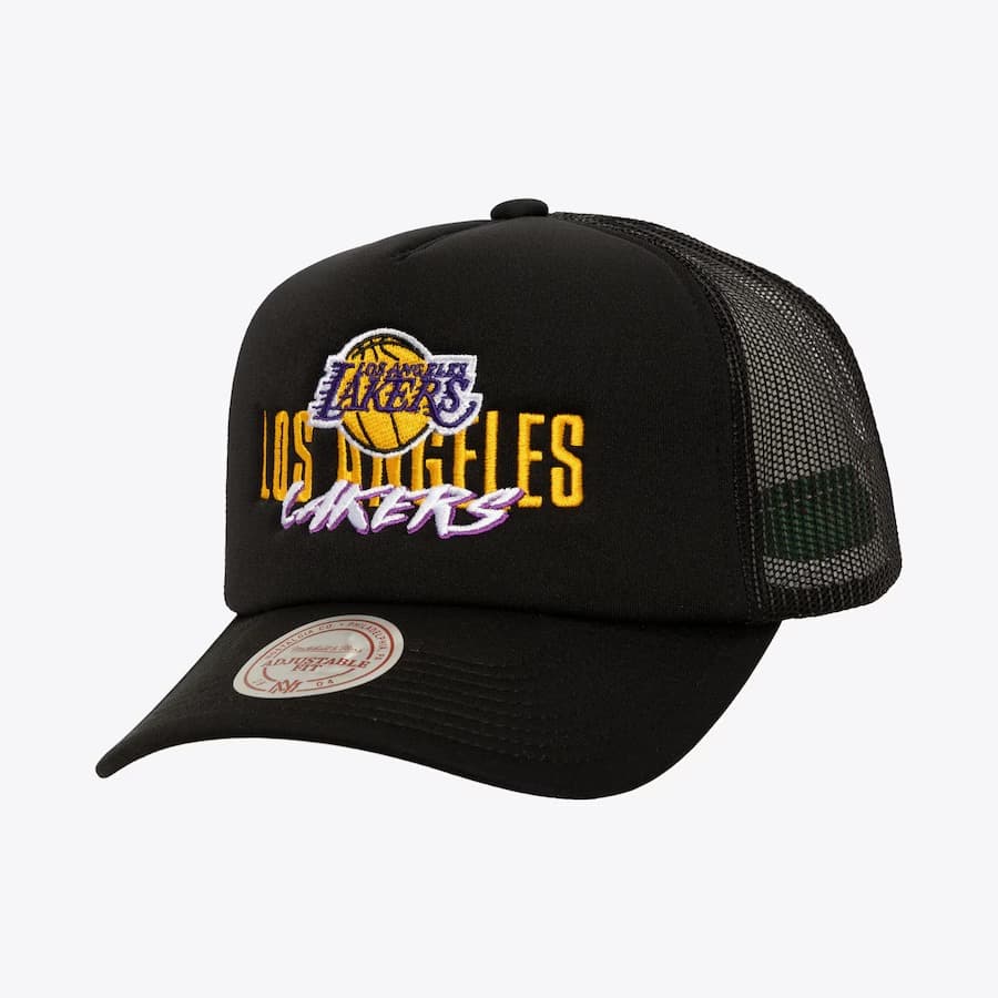 Бейсболка Mitchell & Ness Black Los Angeles Lakers Year of the Snake Trucker Adjustable Hat