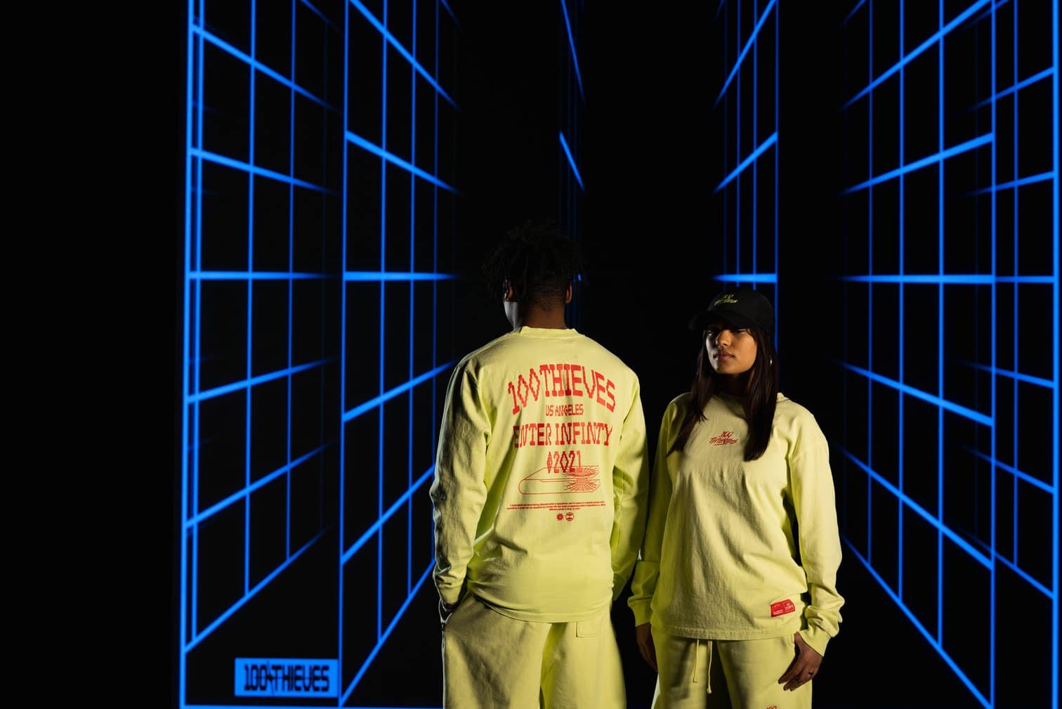 Футболка 100 Thieves Enter Infinity L/S T-shirt Lemonade