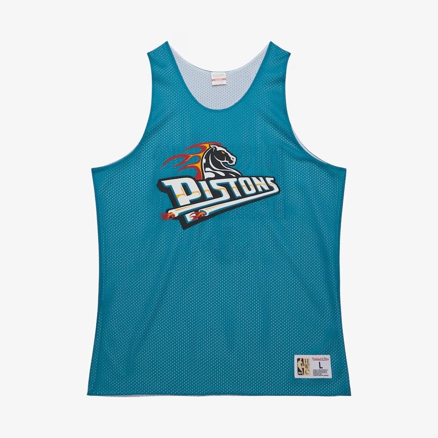 Майка Mitchell & Ness Teal Detroit Pistons Vintage Logo Mesh Practice Tank Top