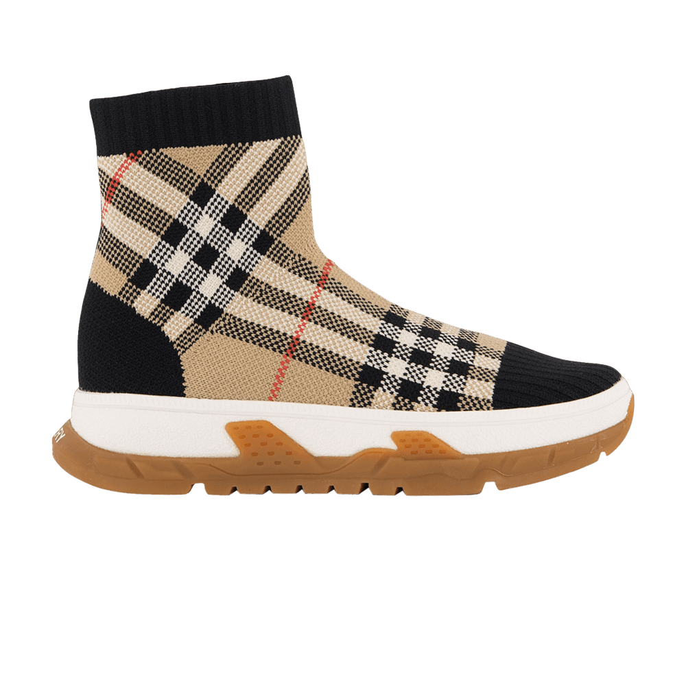 Кроссовки Burberry Union Sock Sneaker Kids 'Vintage Check Black Beige'
