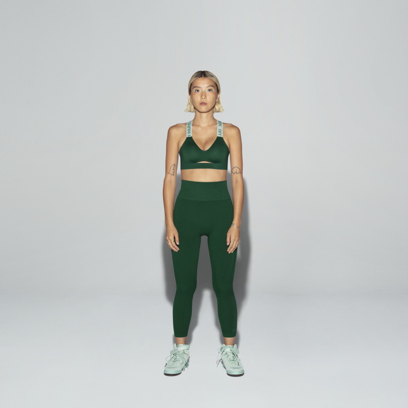 Тайтсы adidas Ivy Park Circular Knit 3-Stripes Tights Dark Green
