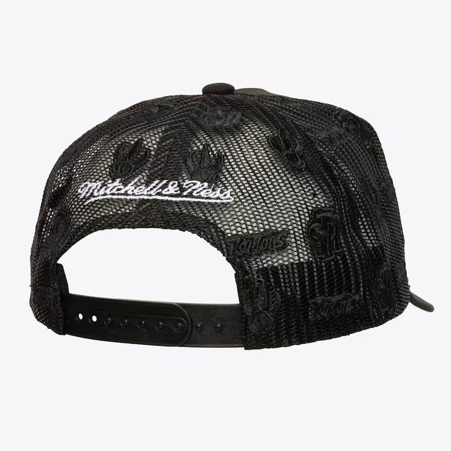 Бейсболка Mitchell & Ness Black Toronto Raptors Hardwood Classics Monogram Trucker Snapback Hat