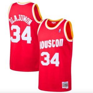 1993-94-Houston-Rockets-34-Hakeem-Olajuwon-Mitchell-Ness-Red-Jersey-1-300x300
