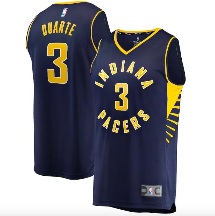 Баскетбольная джерси 2021-22 Indiana Pacers  #3 Chris Duarte Fast Break Icon Navy Jersey
