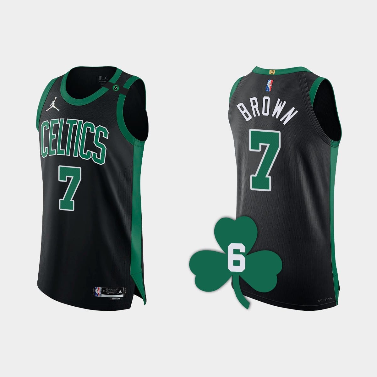 Баскетбольная джерси 2022-23 Boston Celtics #7 Jaylen Brown Black Authentic Retired Number Jersey