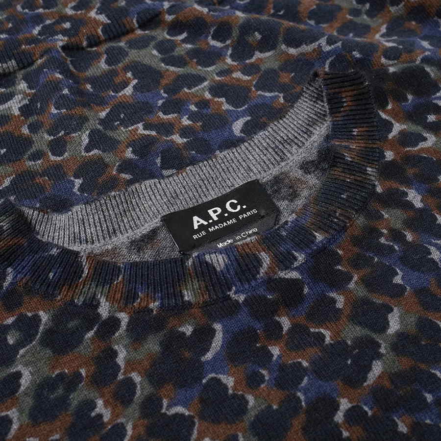 Свитшот A.P.C. Pull Fauve Crewneck Blue Leopard Print