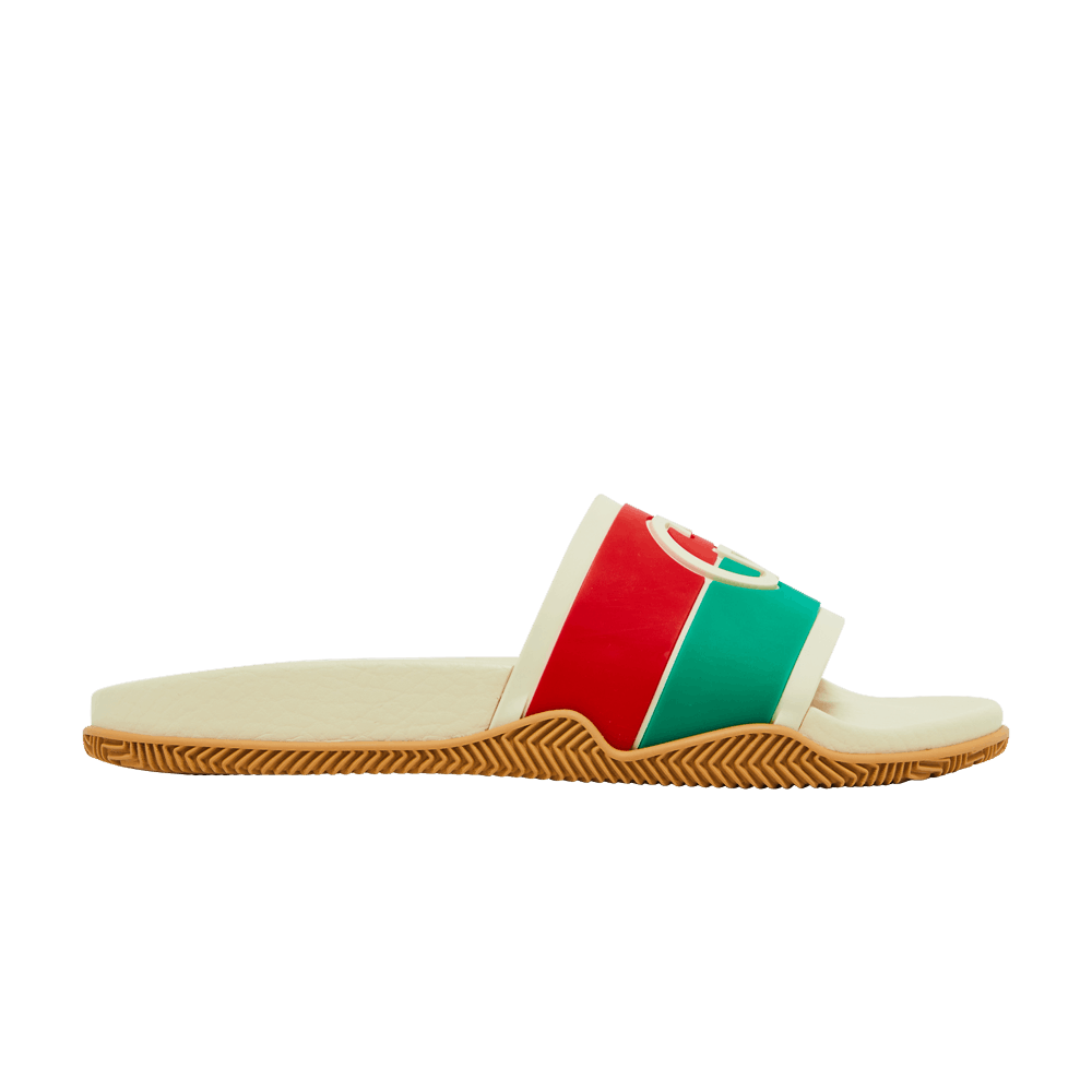 Кроссовки Gucci Wmns Slide 'Interlocking G - White Red Green'