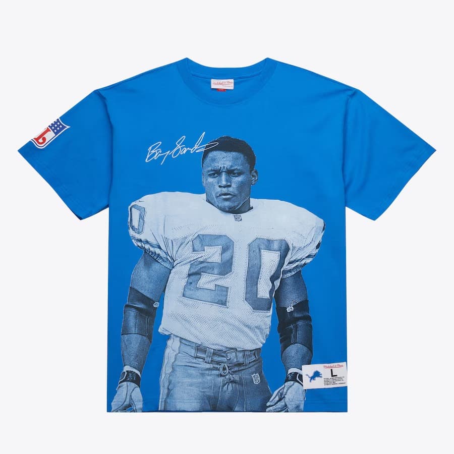 Футболка Mitchell & Ness Barry Sanders Blue Detroit Lions Ultimate Player T-Shirt