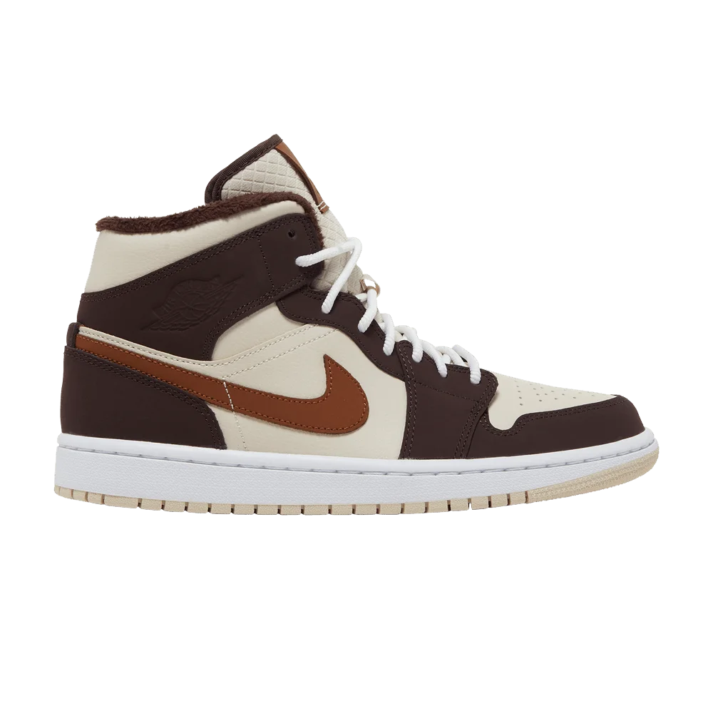 Krossovki-Wmns-Air-Jordan-1-Mid-SE-Cream-Dark-Chocolate