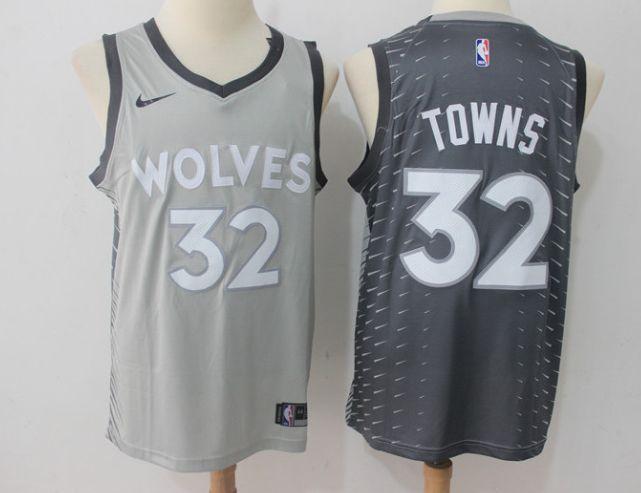 Баскетбольная джерси 2017-18 Towns Timberwolves #32 City Gray