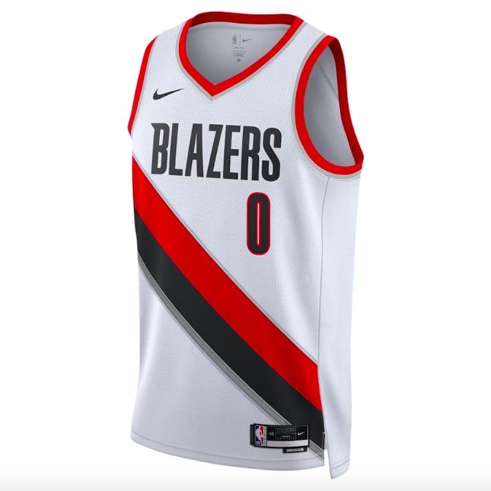 Баскетбольная джерси 2022-23 Portland Trail Blazers #0 Damian Lillard Swingman Association White Jersey