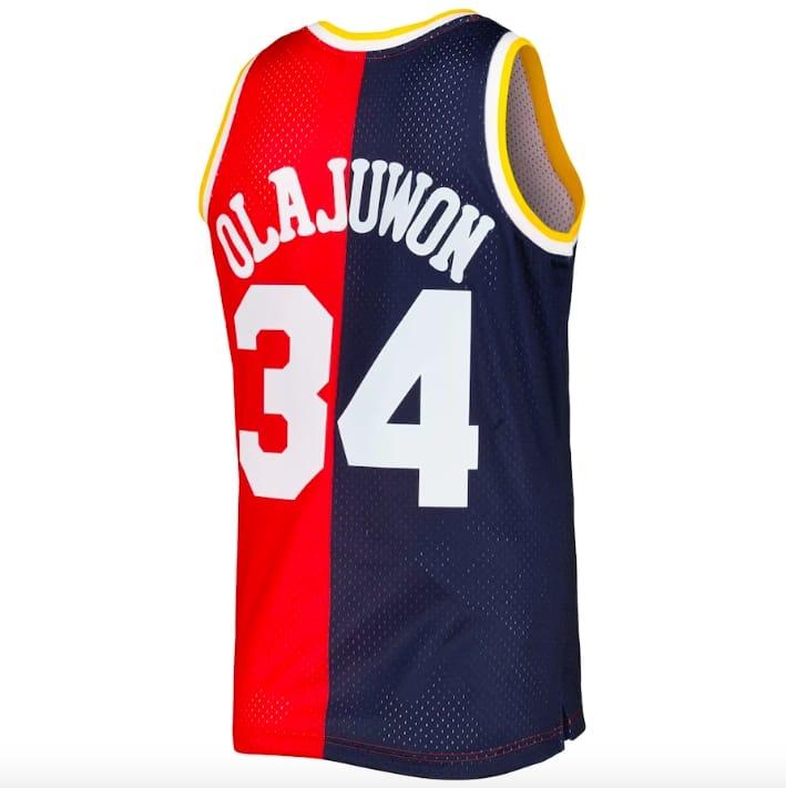 1993-94-Houston-Rockets-34-Hakeem-Olajuwon-Mitchell-Ness-Split-NavyRed-Jersey-4