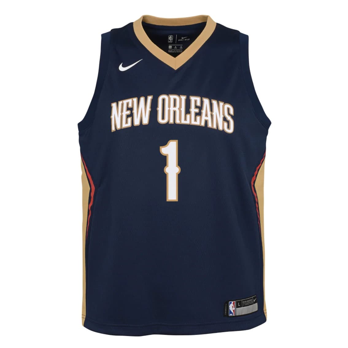Баскетбольная джерси 2021-22 New Orleans Pelicans Zion Williamson #1 Youth Swingman Icon Edition Navy Jersey