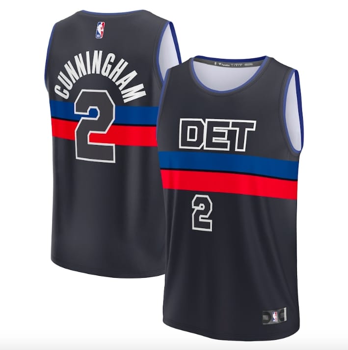 Баскетбольная джерси 2022-23 Detroit Pistons #2 Cade Cunningham Fast Break Statement Black Jersey