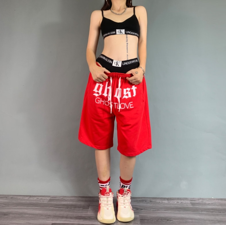 Спортивные шорты 2021 Ghost Love Hip-hop Shorts Red/Grey