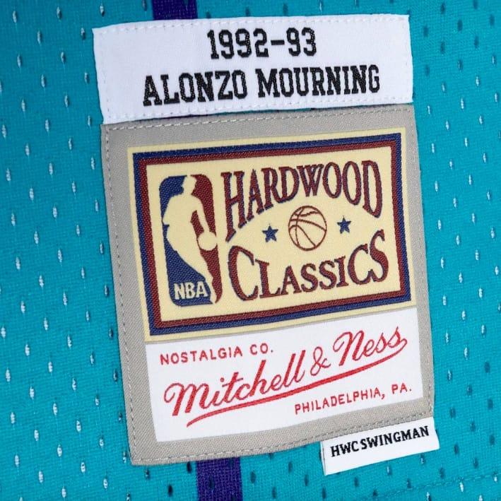 1992-93-Charlotte-Hornets-33-Alonzo-Mourning-Split-Swingman-TealPurple-Jersey-1