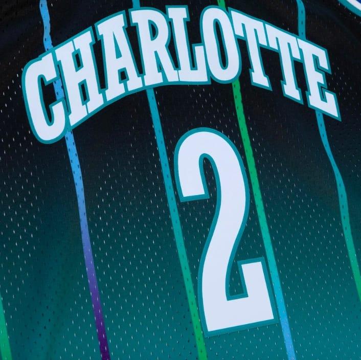 1992-93-Charlotte-Hornets-2-Larry-Johnson-Mitchell-Ness-Fadeaway-TealBlack-Jersey-4