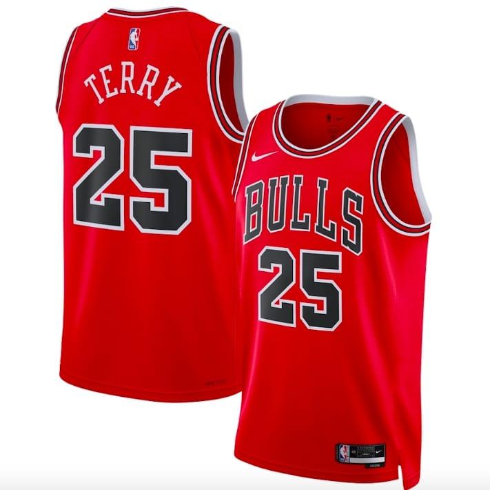 Баскетбольная джерси 2022 NBA Draft First Round Pick Chicago Bulls #25 Dalen Terry Icon Red Jersey
