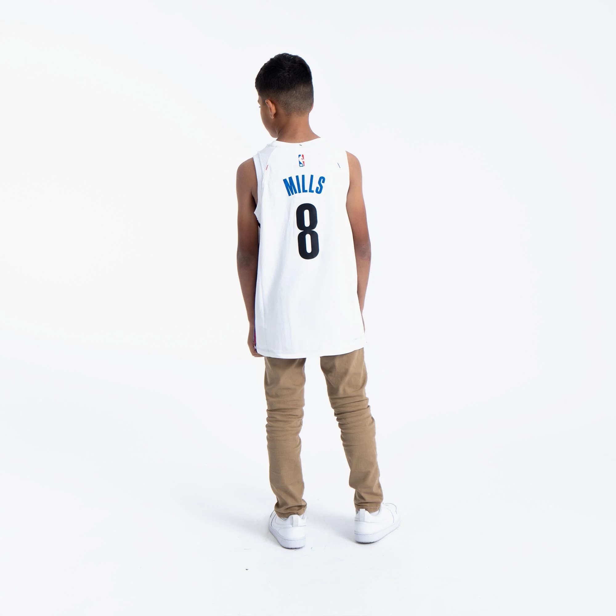 Баскетбольная джерси 2022-2023 Brooklyn Nets Patty Mills # 8 Youth Swingman City Edition White Jersey