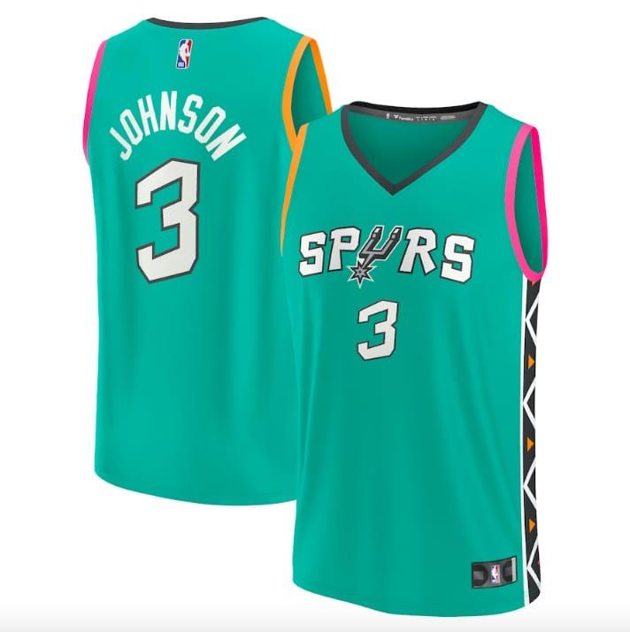 2022-23-San-Antonio-Spurs-3-Keldon-Johnson-Fast-Break-City-Turquoise-Jersey-1