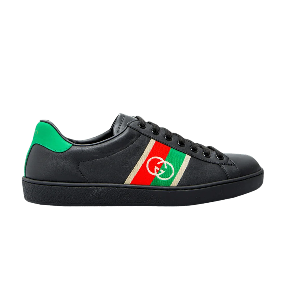 Кроссовки Gucci Wmns Ace Elastic Web 'Interlocking G - Black'
