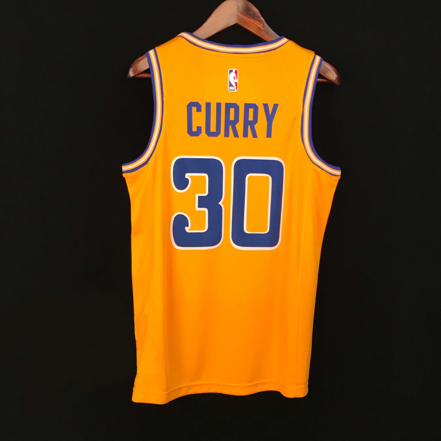 Баскетбольная джерси 2018-19 Stephen Curry Warriors #30 Hardwood Classics Gold