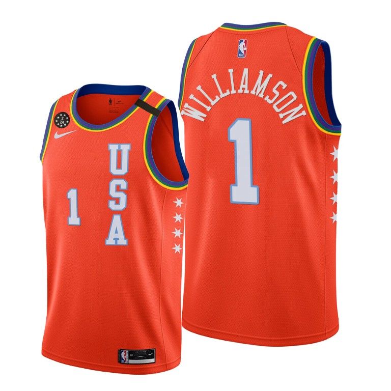 Баскетбольная джерси 2020 Pelicans Zion Williamson #1 NBA Rising Star USA Team Orange