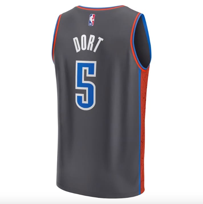 Баскетбольная джерси 2022-23 Oklahoma City Thunder #5 Luguentz Dort Fastbreak City Grey Jersey