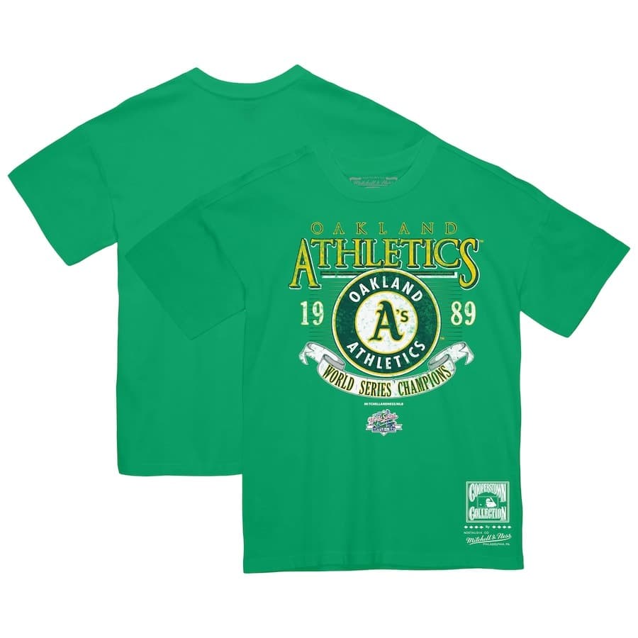 Футболка Mitchell & Ness Kelly Green Athletics 1989 World Series Champions T-Shirt